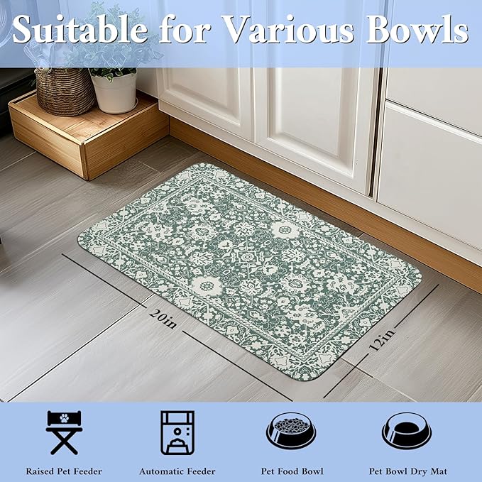 Dog Food Mat for Floors Waterproof Quick Dry Pet Placemat Cat Feeding Bowls Mats for Food and Water, Eco-Friendly Dog Accessories Diatomite Pets Supplies 17" X 30"