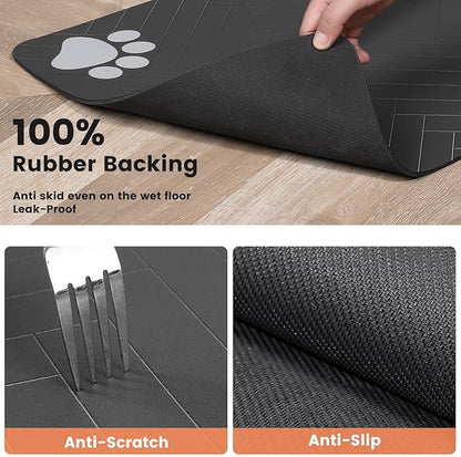 Pet Feeding Mat-Absorbent Pet Placemat for Food and Water Bowl, with Waterproof Rubber Backing, Quick Dry Water Dispenser Mat for Dog and Cat (27"x17", Christmas)
