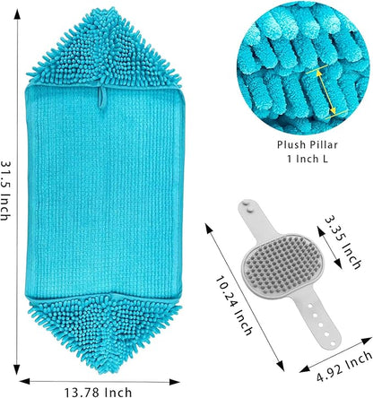 Premium Dog Drying Towel & Bath Brush Set – Super Absorbent Sherpa Microfiber Pet Towel for Fast Drying, Gentle Cleaning & Coat Care | Safe for Dogs & Cats