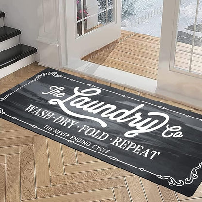 Pauwer Laundry Room Rug Runner 20"x48" Waterproof Rubber Laundry Mat Non Slip Kitchen Mats for Floor Washable Floor Mat Runner Rug for Farmhouse Mudroom Washroom Bathroom Decor