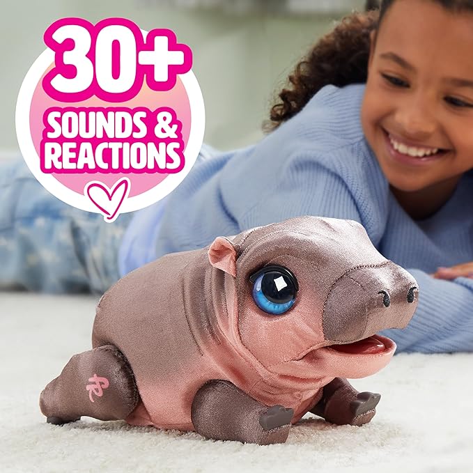 FurReal Sally The Silly Hippo, 9 Inch Interactive Plush, Kids Toys for Ages 4 Up by Just Play, Kids Toys for Ages 4 Up by Just Play