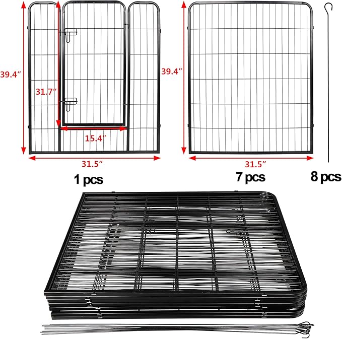 ZENY Dog Fences for The Yard, Camping, Dog Pens Outdoor, Dog Pen Indoor, 8 Panels Dog Playpen for Small/Medium/Dogs, 40 Inch Height Pet Exercise Pen for Rabbit/Puppy/Small Animals