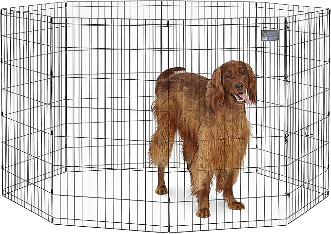 MidWest Homes for Pets 42-Inch Exercise Pen, for Indoor and Outdoor use, 16 Sq Feet of Play, Folding Dog Pen, No Door Design for Maximum Security, Easy to Set Up, Foldable Dog Playpen