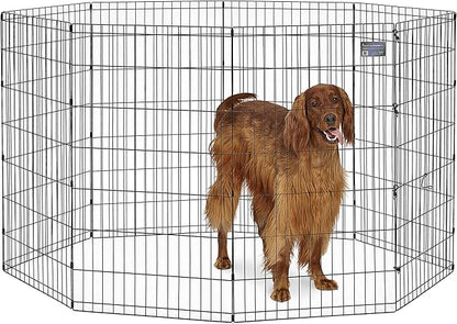 MidWest Homes for Pets 42-Inch Exercise Pen, for Indoor and Outdoor use, 16 Sq Feet of Play, Folding Dog Pen, No Door Design for Maximum Security, Easy to Set Up, Foldable Dog Playpen