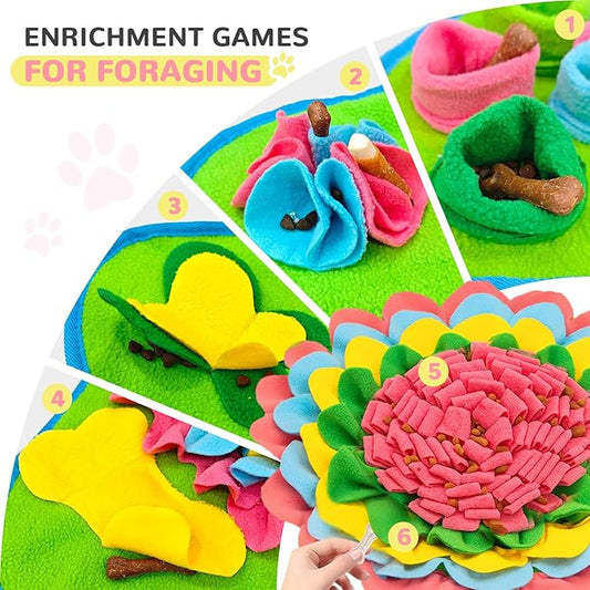 Snuffle Mat for Dogs 19"x19", Interactive Dog Enrichment Puzzle Toys to Keep Busy for Puppy Small Medium Dogs Cats, Cognitive Sniff Foraging Mat for Slow Feeding Treat Game Mental Stimulation