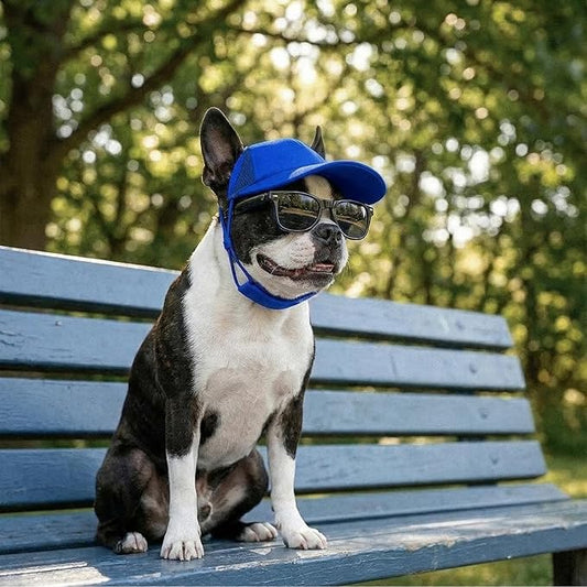 Tuff Pupper Dog Baseball Cap | UV Protection Dog Sun Hat | Breathable Lightweight Design | Secure Adjustable Chin Strap | Quick-Dry Fabric | Reinforced Brim | Small Medium Large Dogs (Blue, S)