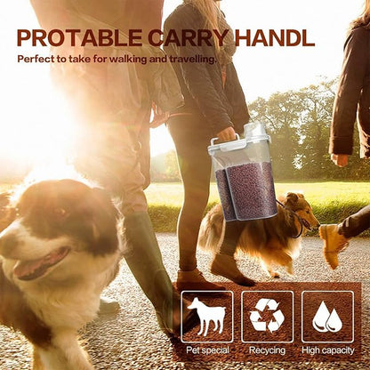 Dog Food Storage Container, 5-7 Lbs Airtight Pet Food Container, Cat food Container Dispenser with Portable Handle, Pouring Spout and Measuring Cup for Dogs Cats 2Pack White/6Qt