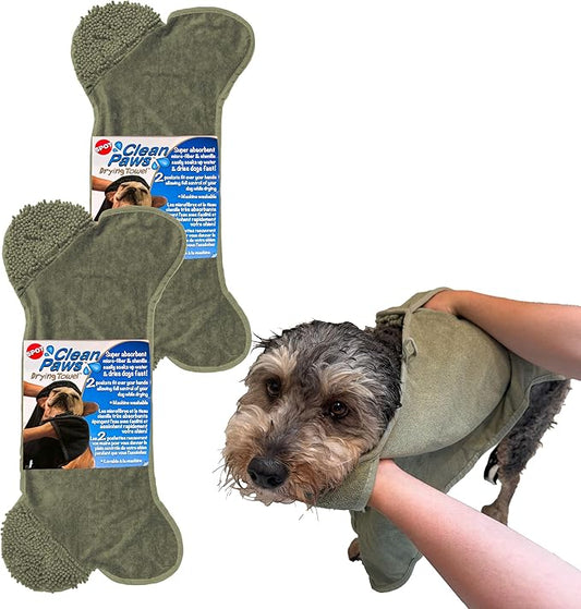 SPOT Clean Paws - Chenille Microfiber Dog Towel - 30X16 Inches/Attractive, Durable, Super Absorbent, Washable. by Ethical Pets, Assorted (50069) (Pack of 2)