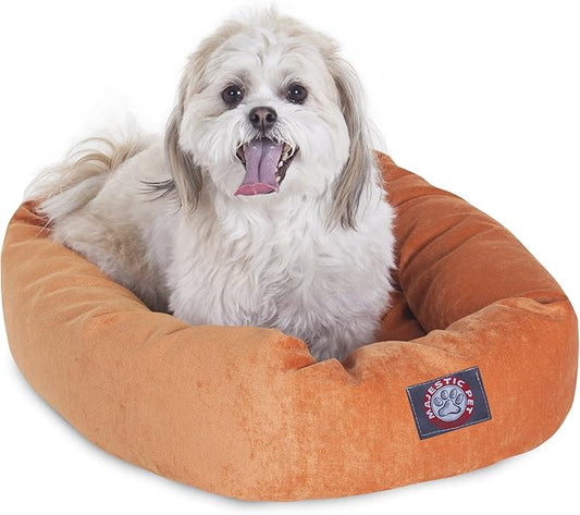 Majestic Pet Villa 24 Inch Shredded Memory Foam Dog Bed for Small Sized Dog 24x19x7 Inch–Orthopedic Pet Bed - Washable Small Puppy Mat with Head Support-Orange