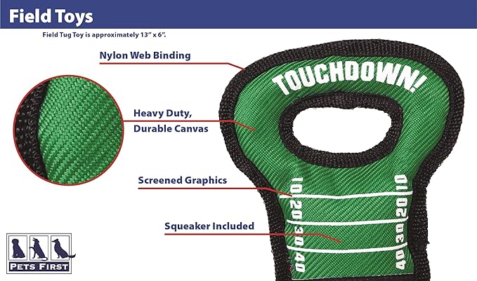 NFL Football Field DOG TOY with Squeaker. - DETROIT LIONS - For Tug, Toss, and Fetch. - Tough & Durable PET TOY