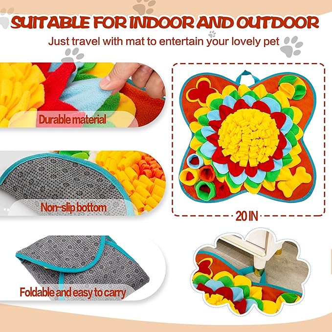 Snuffle Mat for Dogs Pet Treats Feeding for Small Medium Breed Dogs Non-Slip Interactive Dog Puzzle Toys Encourages Natural Foraging Skills