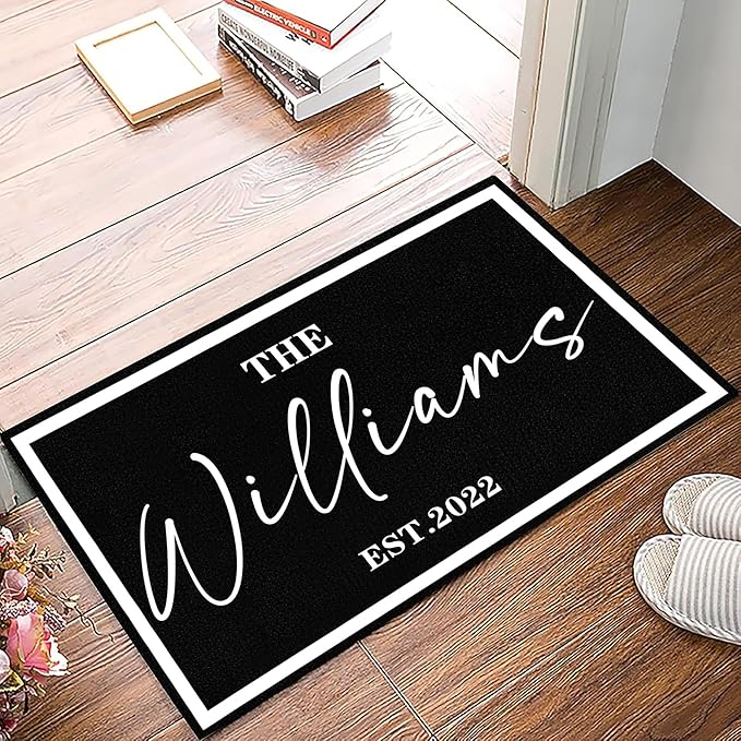 Custom Doormat with Family Name - Personalized Entryway Door Mat Front Door Mat for Outdoor Decor Entrance Mat Housewarming Gift with Anti-Slip Backing Design02