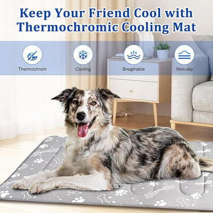 MH MYLUNE HOME Upgrade Cooling Mat for Pets, 28”x39” Cool-Chill Fiber Reinforced Padding, Heat-Absorbing Color-Changing Pet Pad, Foldable/Washable Summer Bed