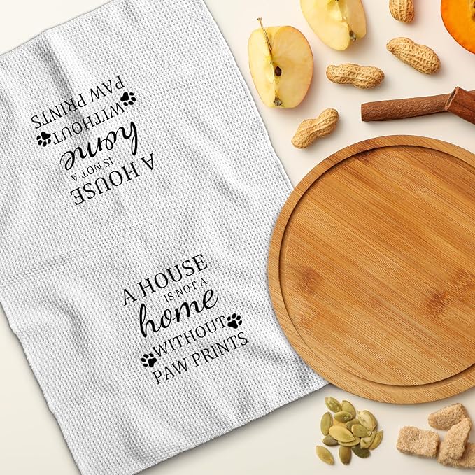 TNUW Dog Themed Gifts Kitchen Towels 16'24', Dogs Mom Gifts for Women, Dog Decorations for The Home, House Warming Gift New Home, Paw Prints Kitchen Tea Hand Towels