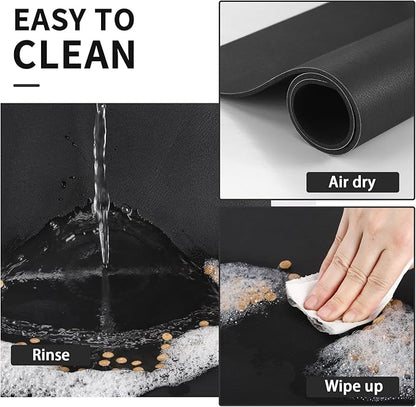 Dog Food Mat - Absorbent Cat Mat for Food and Water, No Stains Pet Feeding Bowl Mat, Easy to Clean Pet Placemats, Quick Dry Dog Water Dispenser Mat for Messy Drinkers | Black 18"x 34"