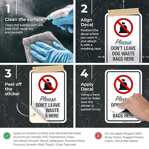 Please Don’t Leave Dog Waste Bags Here 10x7 Inches, 4 Mil Vinyl Decal Stickers Weather Resistant, Made in USA
