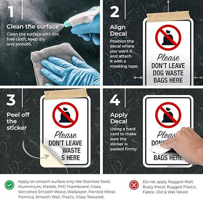 Please Don’t Leave Dog Waste Bags Here 10x7 Inches, 4 Mil Vinyl Decal Stickers Weather Resistant, Made in USA