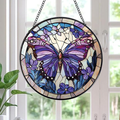Butterfly Stained Glass Window Hanging Gifts, 7.8″ Sun Catchers for Indoor Window Decor, Decorative Sun Catchers Home Wall Art Gift for Thanksgiving Christmas Wedding Housewarming