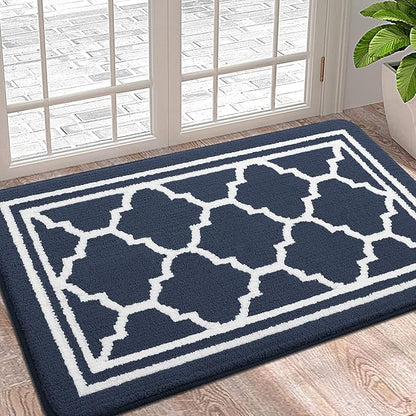 Buganda Indoor Door Mat, Dirt-Resistant and Absorbent Doormat, Anti-Slip, Low Profile Floor Mats for Inside Entryway, Front, and Back Door Entrance (36x24 Inches, Navy Blue)