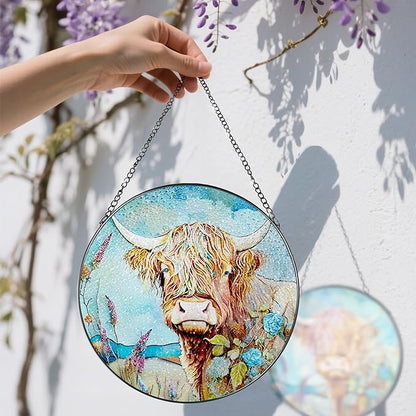 Stained Glass Window Hanging, Stained Glass Suncatcher, Cow Sun Catcher, Window Hanging Decor, Cow Gift, Gifts for Mothers Day or Fathers Day, Christmas or Birthday Gift, Gifts for Her Him