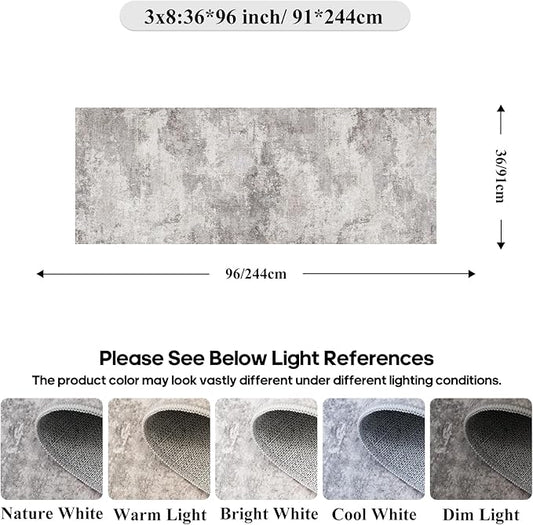 3x8 Runner Rug for Hallway - Washable Abstract Runners Non Slip Kitchen Rugs Low Pile Soft Indoor Floor Carpet Front Door for Bedroom Entryway Laundry 3x8 Grey