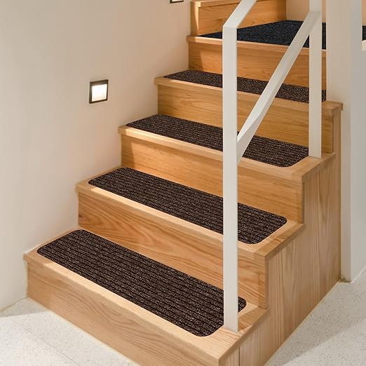 Non-Slip Stair Treads, 7.8" X 30" (15-Pack) Stair Treads Runner Indoor Outdoor, Brown Slip Resistant Stair Tread Mats Step Covers Pads for Elders, Kids and Pets (30" x 7.8", Brown)