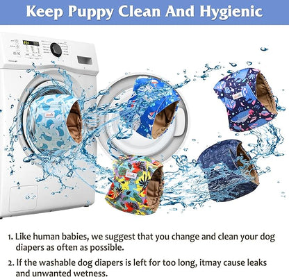 5 Pack Dog Diapers Male Reusable, Premium Belly Bands for Male Dogs, High Absorbing Dog Pee Wraps for Doggie in Incontinence or Excitable Urination and Training Hawaii L