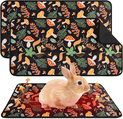 Homimp 2 Pcs Guinea Pig Pee Pads,Self Heating Guinea Pig Bed Pads for Winter Keep Warm,Washable&Anti Slip Small Animal Beds for Indoor Rabbit Hamster Squirrel Hedgehog Chinchilla Ferret,Black 16"x24"