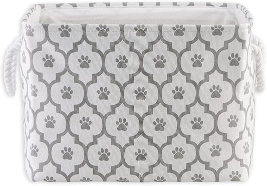 Bone Dry Pet Storage Collection Lattice Paw Print, Medium Rectangle, White/Gray