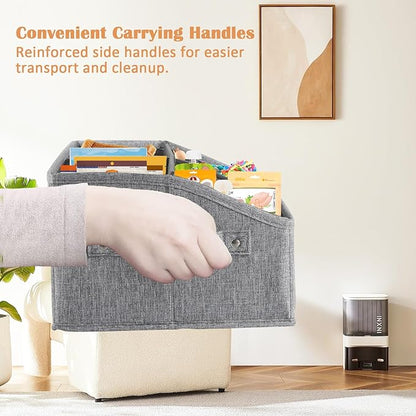 Dog Storage Organizer,Dog Treat Container Bin,Collapsible Fabric Storage Box for Pet Treats with dividers,Dog Stuff Container for Dog Treats Stick/Pet Canned Food/Packaged Snacks-Grey