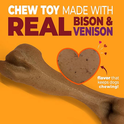 Nylabone Femur Bone Strong Chew Toy for Dogs Made with Real Bison & Venison, Durable Dog Chew Bones for Aggressive Chewers, Long-Lasting Flavor Keeps Dogs Busy, Large Dog Toys - Up to 50 lbs, 1 Count