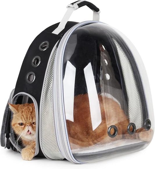 Lollimeow Cat Carrier Backpack, Expandable Bubble Pet Carrier for Cats and Small Dogs, Airline Approved Travel Backpack for Hiking, Walking & Outdoor Adventures - Supports up to 16 lbs