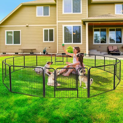 ZENY Dog Playpen 24 Inch 16 Panels, Heavy Duty Pet Dog Pen Indoor, Metal Dog Fence with Doors, Foldable Animal Outdoor Exercise Pen for Yard, RV, Camping