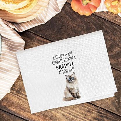 Funny Ragdoll Cat Gifts Kitchen Towels, Cat Lover Gifts for Women, Funny Hand Towels for Bathroom Decor, A Kitchen Is Not Complete without A Ragdoll Dishcloths Dish Towel forKitchen 16x24 Inches