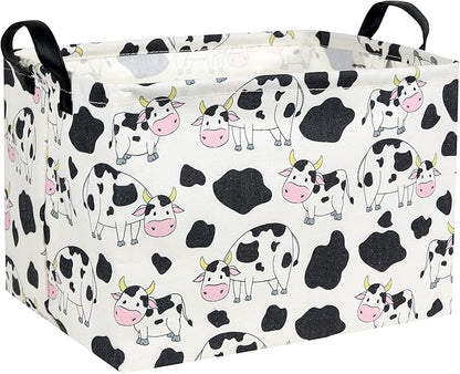Rectangular Kids Storage Gift Basket - Baby Storage Bin Organizer - Cute Kids Toy Shelf Book Basket Room Decor (Cow)