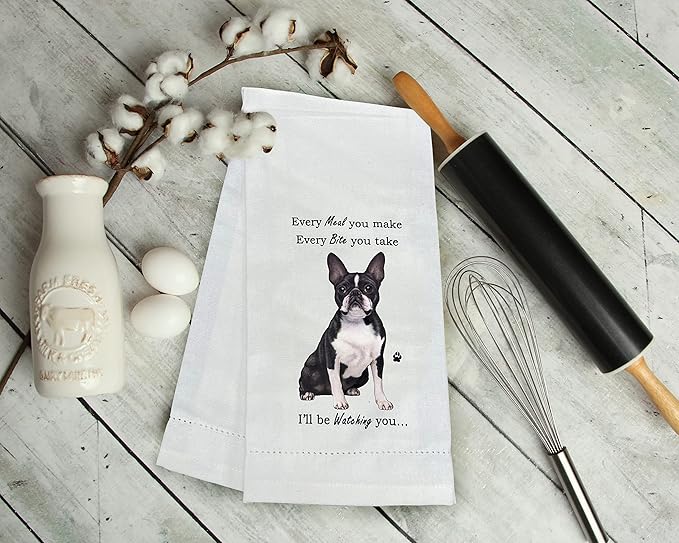 Boston Terrier Kitchen Towels - Soft, Highly Absorbent - Gifts for Pet Lovers - Reusable, Quick Drying - 100% Natural Cotton