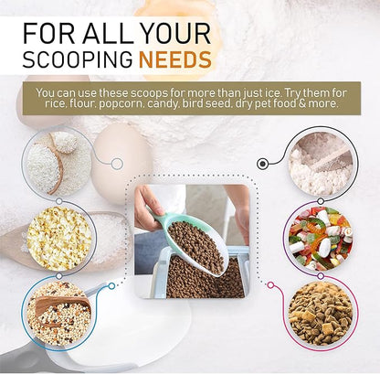Spring Chef Dog Food Scoop, Contoured Translucent Flexi-Plastic Pet Food Scooper with Soft Grip Handle, Kitchen Magnetic Ice Scoop for Freezer, Ice Machine, Popcorn, Flour, Coffee Bean - Mint