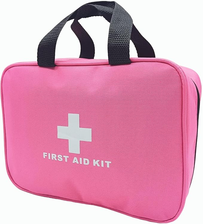 First Aid Bag Empty Emergency Medical Pouch First Responder Storage Compact Survival Medicine Bags for Sport Outdoors Car Office Pet Dog Cat (Pink BB)