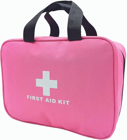 First Aid Bag Empty Emergency Medical Pouch First Responder Storage Compact Survival Medicine Bags for Sport Outdoors Car Office Pet Dog Cat (Pink BB)