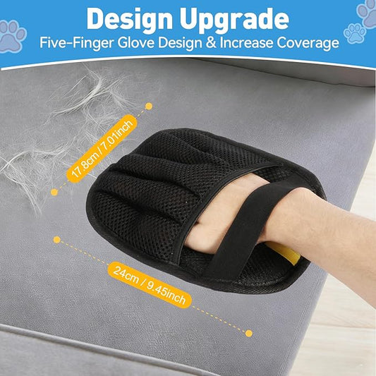 Pet Hair Removal Glove for Cats & Dogs, Five-Finger Electrostatic Pet Hair Remover Glove Reusable Brush Pet Hair Tool for Carpet, Car Seat, Couch and Laundry