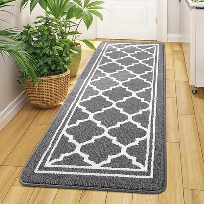 Buganda Runner Indoor Door Mat, Dirt-Resistant and Absorbent Doormat, Anti-Slip, Low Profile Floor Mats for Inside Entryway, Front, and Back Door Entrance (70x23 Inches, Grey)
