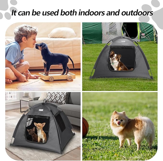 Cat Tent Outdoor/Indoor, Cat and Dog Waterproof Tent House, Outdoor Dog Bed Washable, Indoor/Outdoor Cave Nest Bed Small Dog Tent for Cat, Bunny and Small Animal (Gray, S)