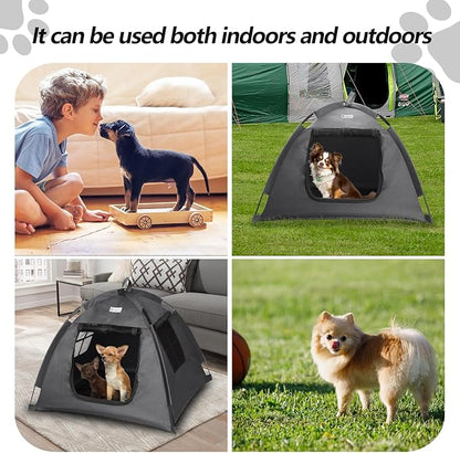 Cat Tent Outdoor/Indoor, Cat and Dog Waterproof Tent House, Outdoor Dog Bed Washable, Indoor/Outdoor Cave Nest Bed Small Dog Tent for Cat, Bunny and Small Animal (Gray, S)