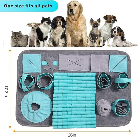 Snuffle Mat for Dogs, Pet Snuffle Mat for Small and Medium Dogs, Interactive Sniff Mat Feeding Mat for Puppies, Slow Feeder Dog Treat Mat for Training and Stress Relief