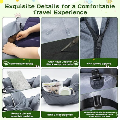 VVICOGARD Dog Car Seats for Small Dogs, Removable Airbag Design Black Washable Pet Booster Seat with Thick Cushion, Travel Doggie Bed Carseat for Small Dog Up to 33 lbs