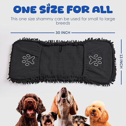 Microfiber Dog Bath Towel – Super Absorbent Dog Towels for Drying Dogs Large & Small, Quick Dry Pet Towel with Hand Pockets, Soft & Durable Puppy Towel, Machine Washable – Black