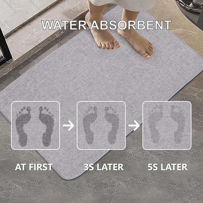 Indoor Door Mat, 1/10 in Ultra Thin Door Mat, Non-Slip Natural Rubber Backing Inside Doormat, Washable, Low-Profile Entrayway Mats, Durable Dirt Trapper for Various Entrance, 35''X24'' Grey