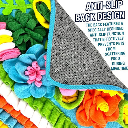 Snuffle Mat for Dogs, 15.4''*15.4'' for Small & Medium, Fleece Mentally Stimulating Toys for Dogs Cats Rabbits, Helps Control Eating Speed and Train Scent Detection (Lightweight Style)