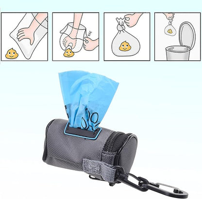 Kare & Kind Pet Waste Bag Dispenser with Carabiner - Double Layer Fabric - Zippered Poop Bag Holder and Pet Waste Bags - Clip On Container Attaches to Leash, Belt, Harness,Collar, Bags - (Black)