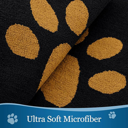 Buganda Dog Door Mat for Muddy Paws, Absorbent Dirt Trapper Washable Indoor Doormats, Non Slip Low-Profile Mud Mat for Dogs, Front Entrance Doormat for Inside Floor (36x24 Inches, Black and Yellow)